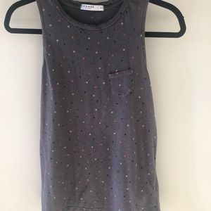STATESIDE Slub Muscle Tee Gray Polka Dot Sz Small